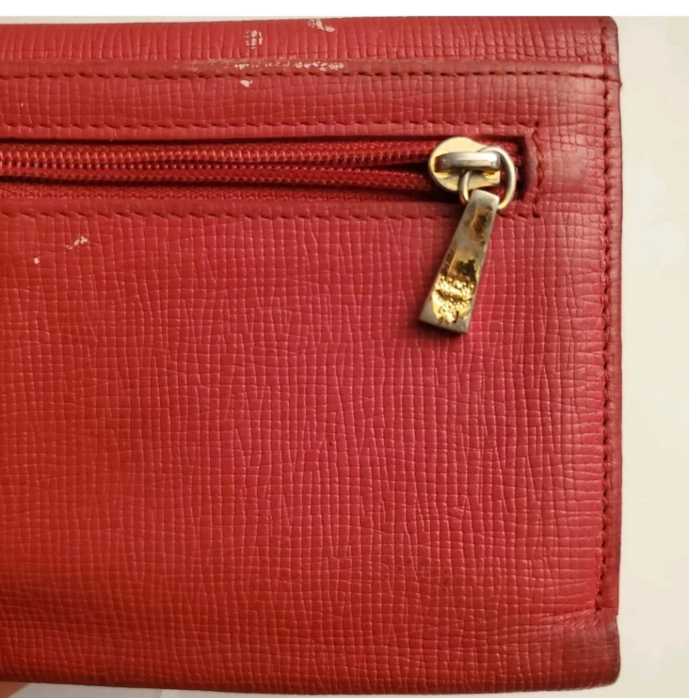 MCM Scarlet Leather Wallet with Gold Accents - Picture 8 of 8